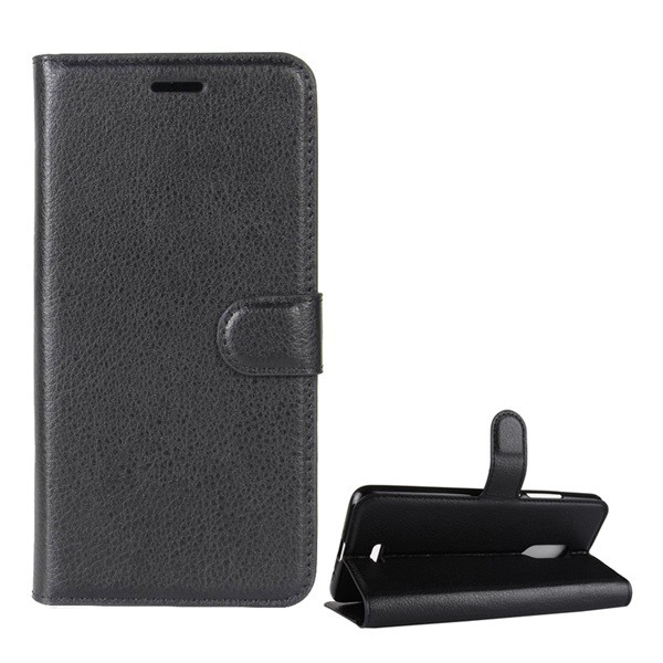 Tok álló, bőr hatású (FLIP, oldalra nyíló, asztali tartó funkció, prémium) FEKETE [Alcatel 3C (OT-5026D)] (5996457773244)