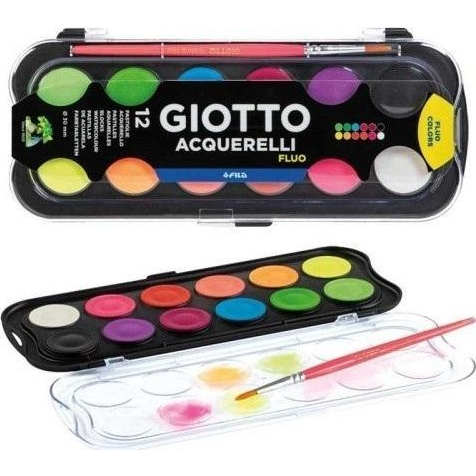 Vízfesték Giotto Aquarelli 30 mm Fluoreszkáló Színek 12 Darabos (8000825056123)