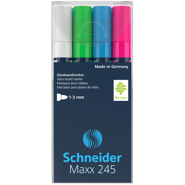 SCHNEIDER Üvegtábla marker 1-3mm,  Maxx 245, 4 különböző szín (E124594)