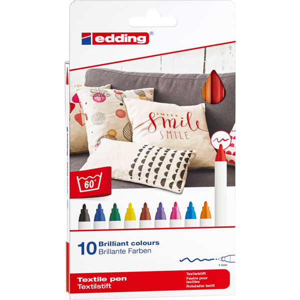 Fix na textil a kůži Edding, vícebarevný, 10 ks
