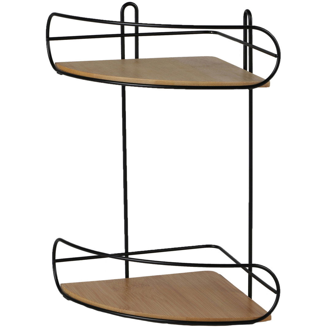 DOCHTMANN 2 szintes, sarokba - fém, bambusz, fekete 20 × 20 × 33 cm (31591)