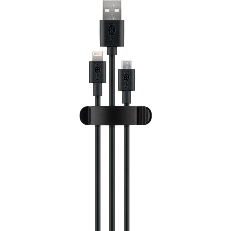Goobay 3-utas kábelrendező csipesz 3db - Fekete (70685)