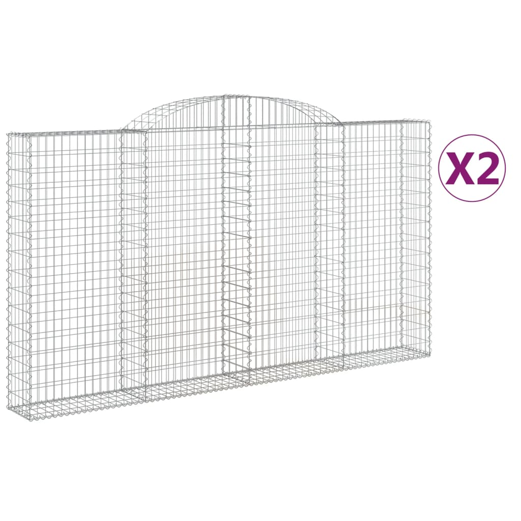 2 db íves horganyzott vas gabion kosár 300x30x160/180 cm (3146575)