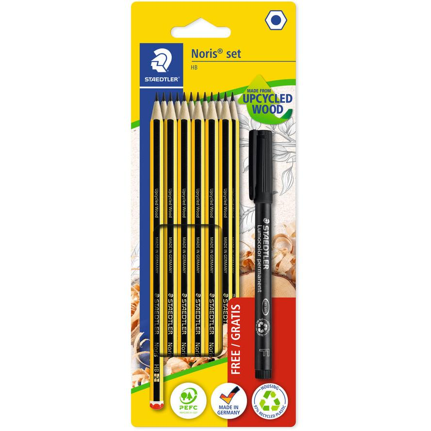 Staedtler Noris 120 Grafitceruza Szett + Lumocolor Fekete marker (12 db / csomag) (120 BK12P3)