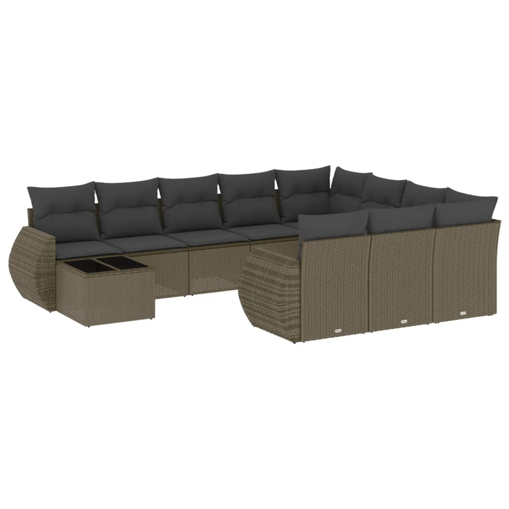 11 részes világosszürke polyrattan kerti ülőgarnitúra párnákkal (3221931)