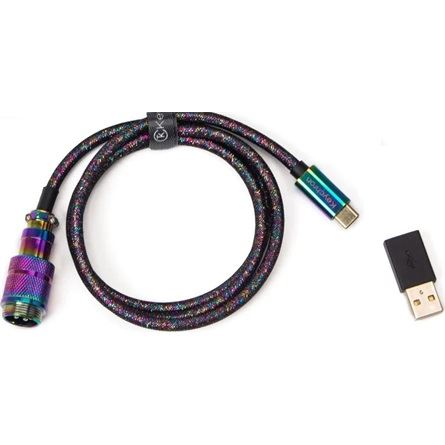 Keychron Premium Coiled Aviator Colorful USB-C M/M adatkábel 0.9m fekete (CAB-5) (CAB-5)