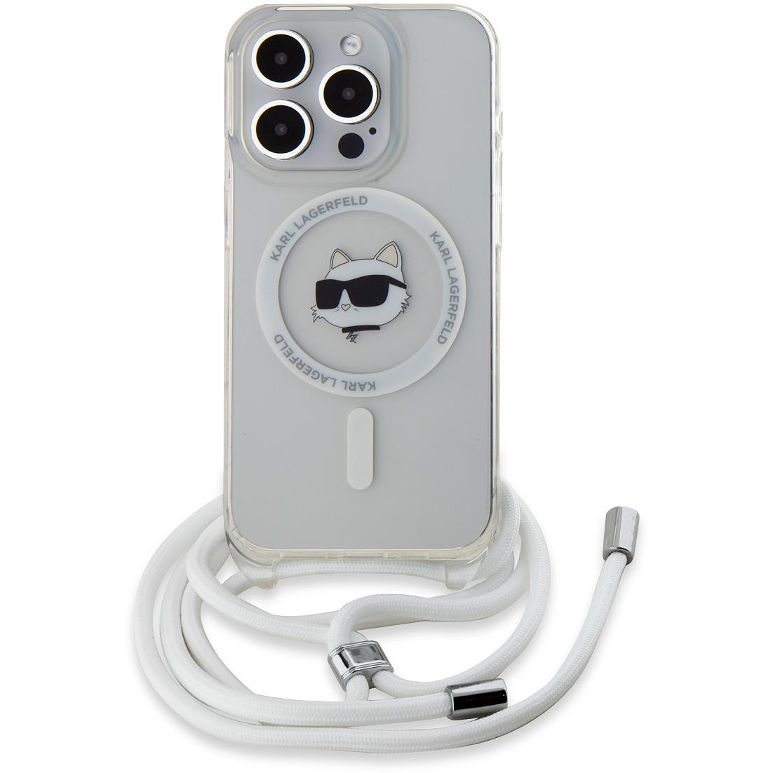 Karl Lagerfeld IML Crossbody Choupette Head MagSafe iPhone 15 Pro átlátszó tok (KLHMP15LHCCHNT)