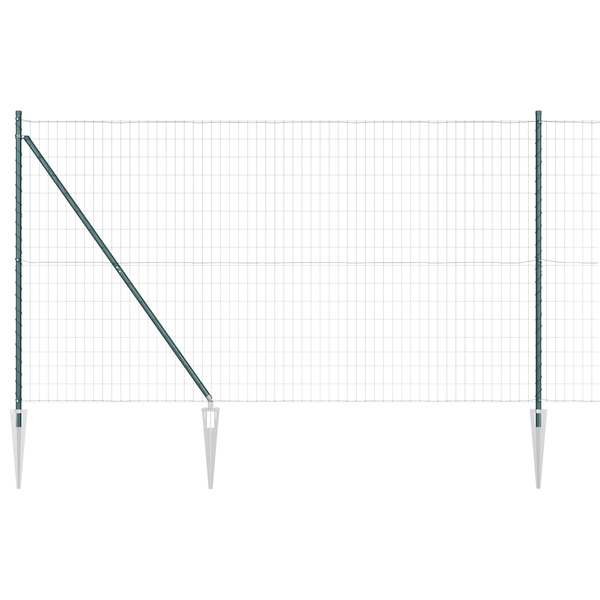 Împrejmuirea Euro cu 7 stâlpi în vârf 1.5x10 m Oțel galvanizat Verde