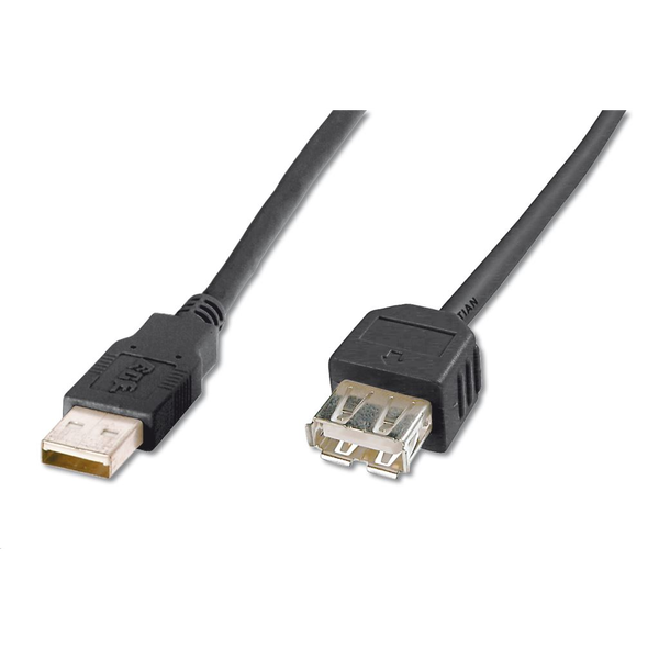 Cablu prelungitor Assmann, USB tip A 1.8 m, Negru