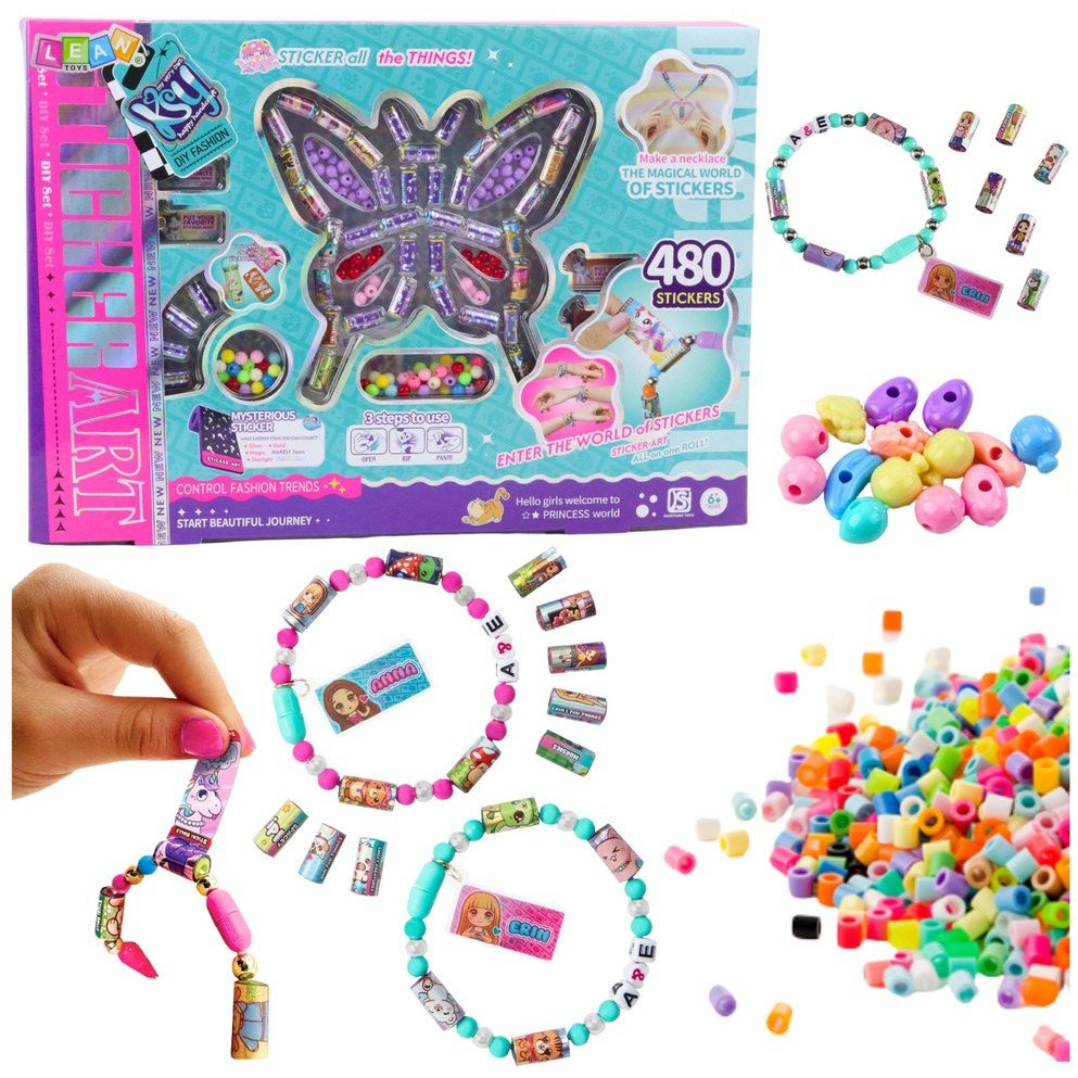 Lean Toys Kreatív Ékszerkészítő Készlet Gyöngyökből 480 Matrica (27414)