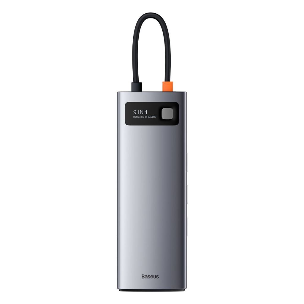 Baseus Metal Gleam Series 9 az 1-ben hub, USB-C --> 3xUSB 3.0, HDMI, USB-C PD, Ethernet RJ45, microSD/ SD, VGA (CAHUB-CU0G) (CAHUB-CU0G)