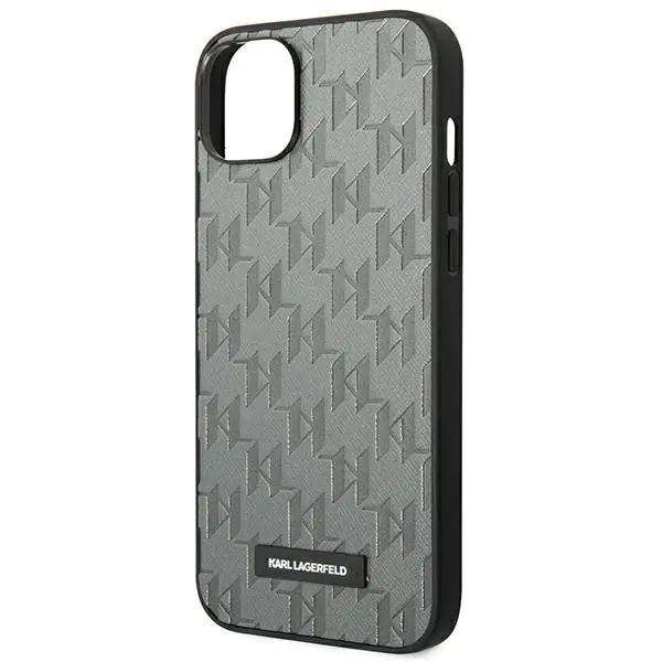 Karl Lagerfeld Saffiano Mono Metal Logo Apple iPhone 14 Plus tok szürke (KLHCP14MSAKLHPG) (KLHCP14MSAKLHPG)