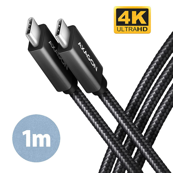 Kabel AXAGON USB-C - USB-C SPEED+ USB3.2 Gen 2, PD100W 5A, 4K UHD,
