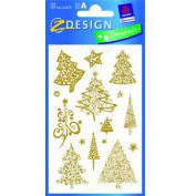 Avery 52273 karácsonyi csillogó gyönyörű arany fenyőfák matrica (217121)
