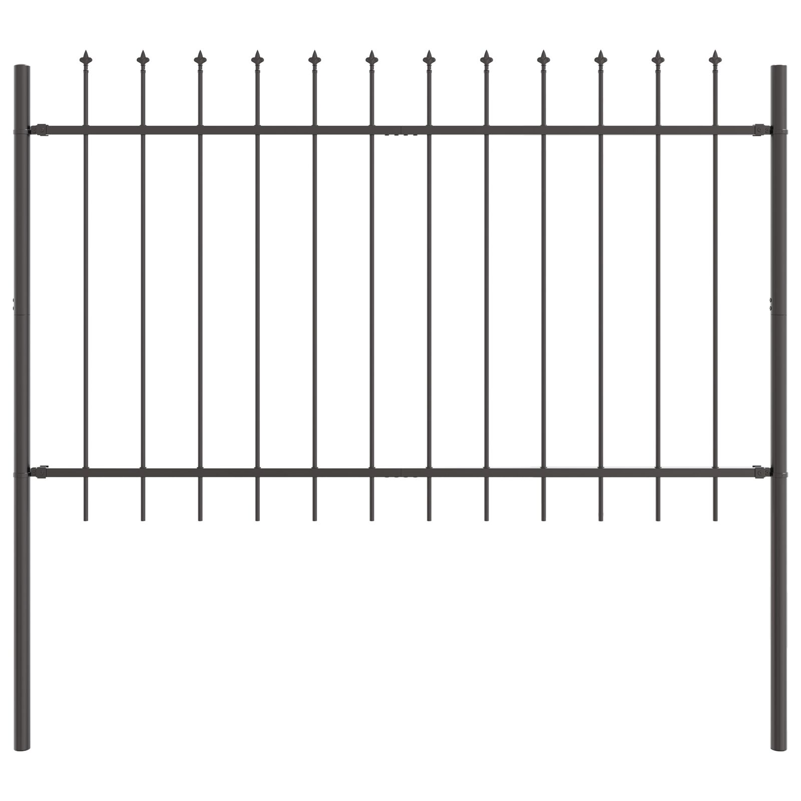 Kerti kerítés lándzsás tetejű Szürke 1,7x0,8 m Acél (42003869)