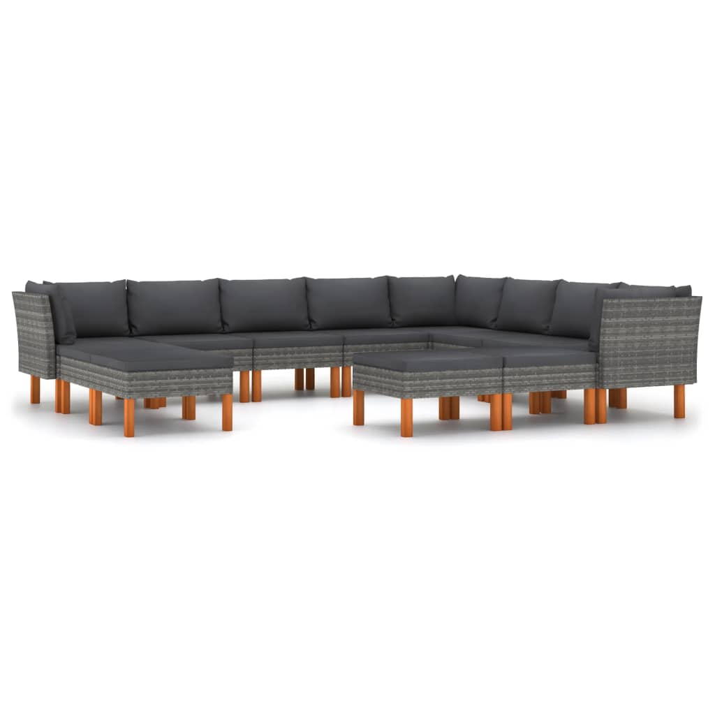12 részes szürke polyrattan kerti ülőgarnitúra párnákkal (3059725)