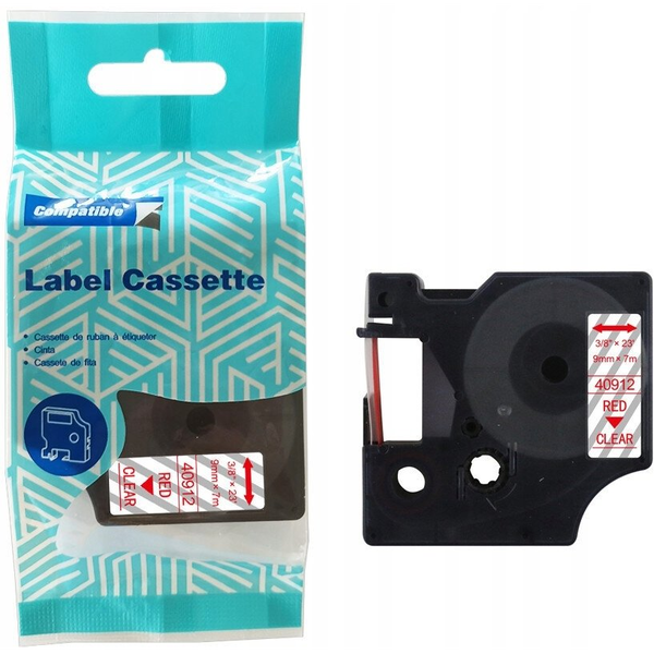 Taśma DYMO D1 40912 9mm x 7m S0720690 czerwony na przezroczystym zamiennik