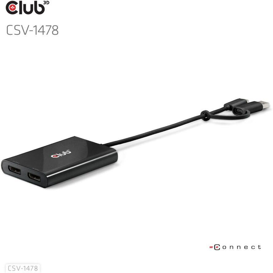 CLUB3D CSV-1478 videó elosztó USB C-típus 2x DisplayPort (CSV-1478)
