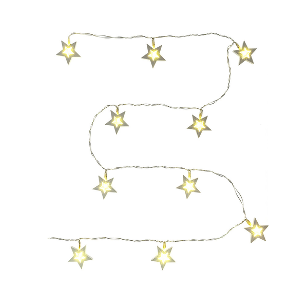 Retlux RXL 239 Коледна украса, бели звезди, 10 светодиода, топло бяло