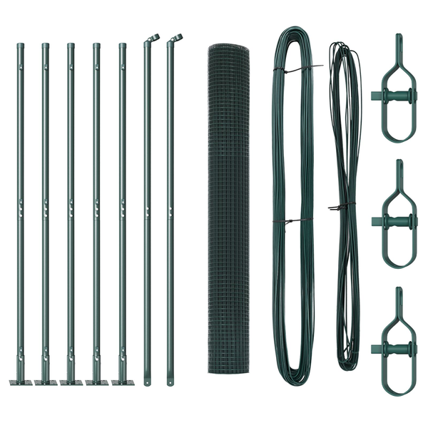 Kerítésoszlop Szett 2 db Zöld Fém műanyag bevonattal 10 x 1 m