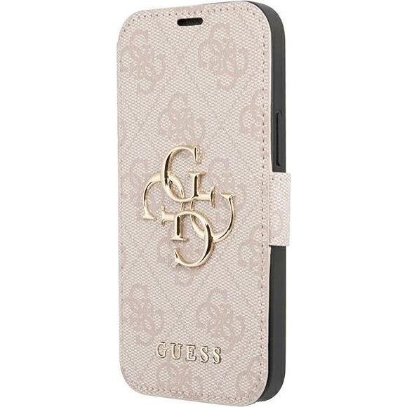 Guess PU 4G Metal Logo Apple iPhone 13 Pro Max flip tok, rózsaszín (GUE1475PNK)