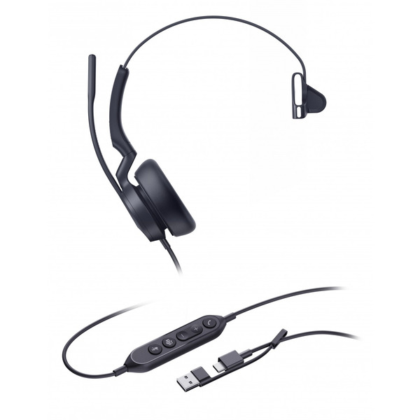 Yealink UH46 Mono Teams USB-C/A Ledningsført Kontor/Callcenter USB Type-C / USB Type-A Sort