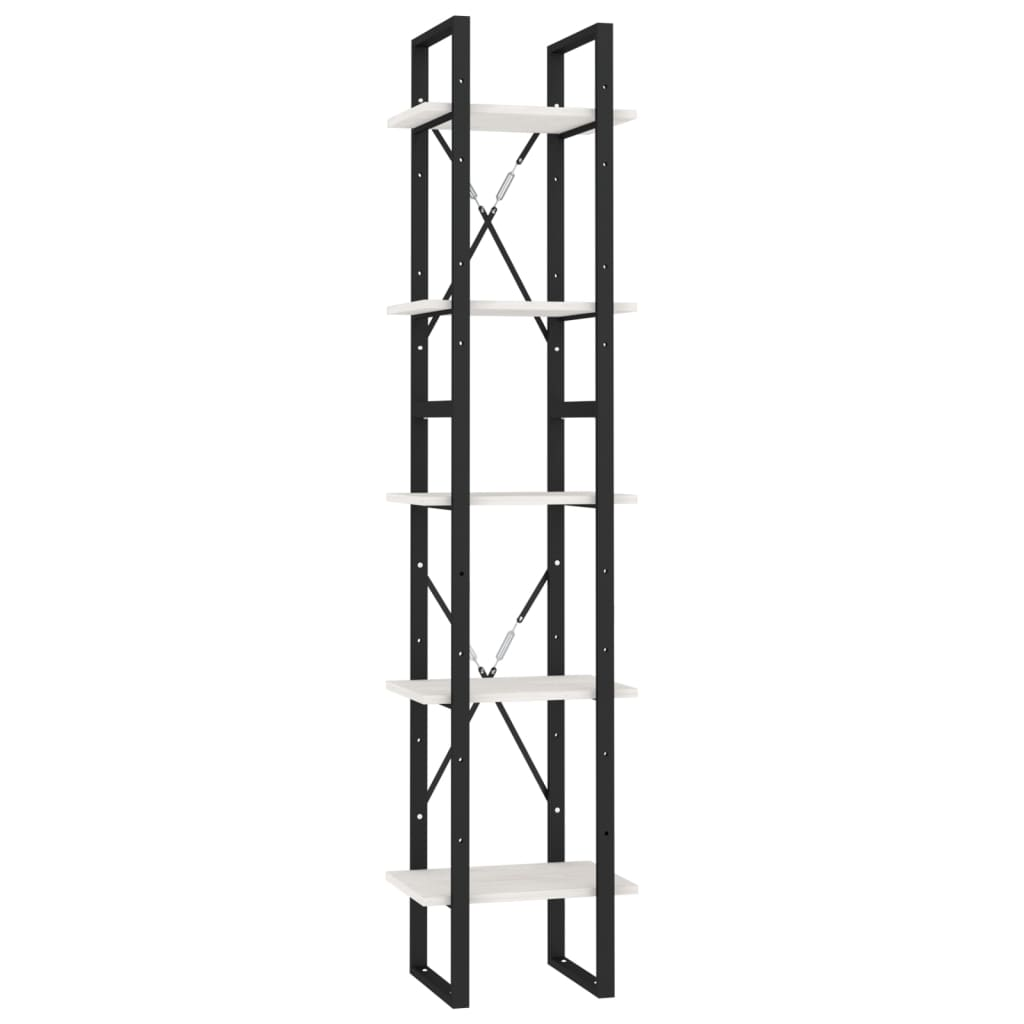 ötszintes fehér fenyőfa könyvszekrény 40 x 30 x 175 cm (3081974)