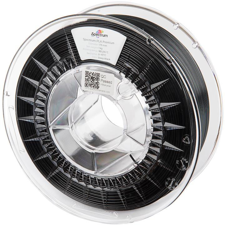 Spectrum 3D nyomtatószál, Premium PLA, 1,75 mm, Deep Black, 1 kg (80002)