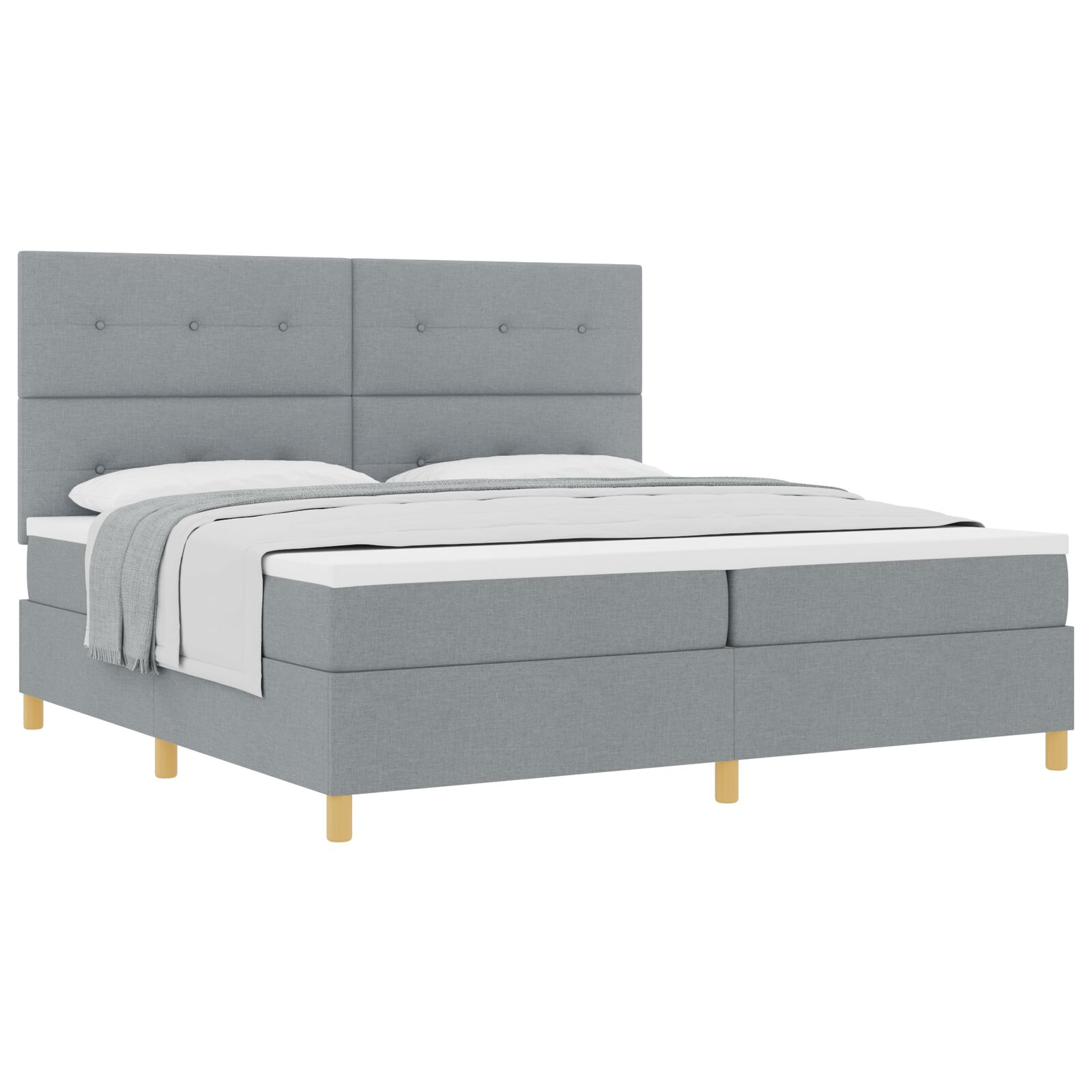 Boxspring Ágy Matrac Képességek Világosszürke 200x200 cm Szövet (3339644)