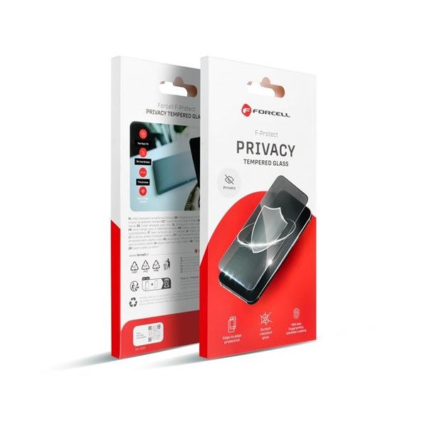 Utángyártott Forcell Privacy Iphone 15 Pro betekintésgátló kijelzővédő üvegfólia,fekete (5903396316746) (5903396316746)