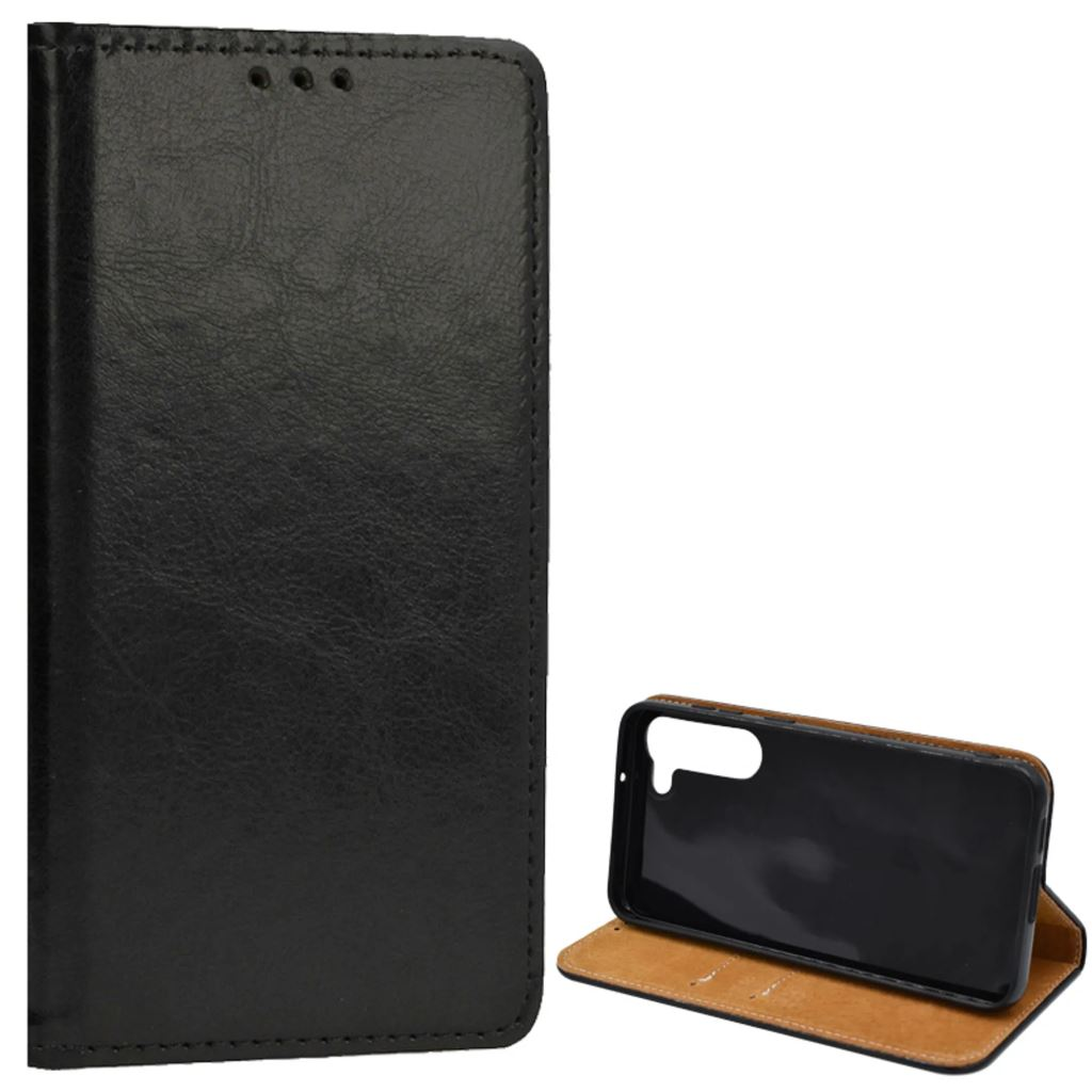 Gigapack Samsung Galaxy S23 Plus (SM-S916) valódi bőr fliptok fekete (GP-134968) (GP-134968)