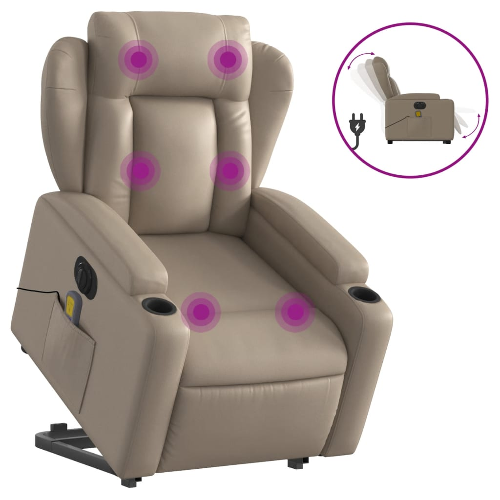 elektromos cappuccino műbőr felállást segítő masszázsfotel (3204571)