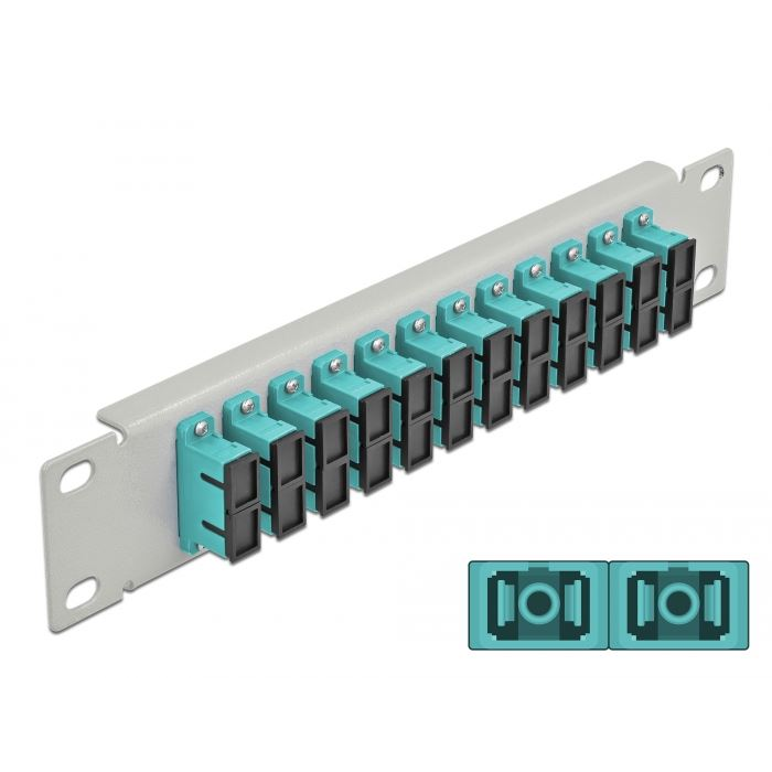 Delock 10 üvegszálas patch panel 12 portos SC Duplex 1U vízkék szürke (66794) (DE66794)