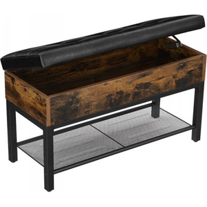 Párnázott Cipőpad Hálós Polccal,Cipőtároló, Rusztikus Barna