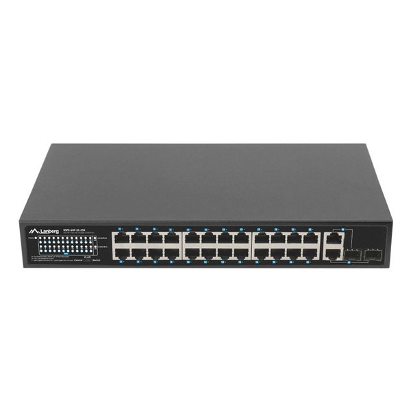 Lanberg RSFE-24P-2C-250 kapcsoló - 24x PoE+, 2x Uplink RJ45/SFP, Rack