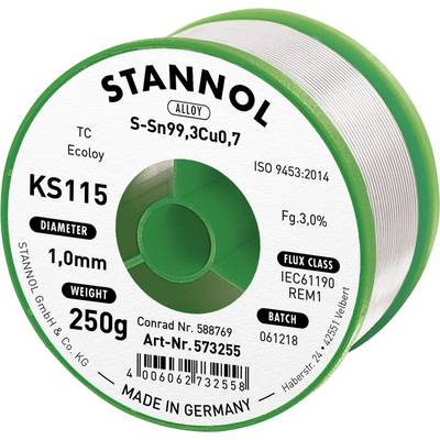 Forrasztóhuzal, ólommentes, 250 g, 1,0 mm, 3,0%, KS115 (574016)