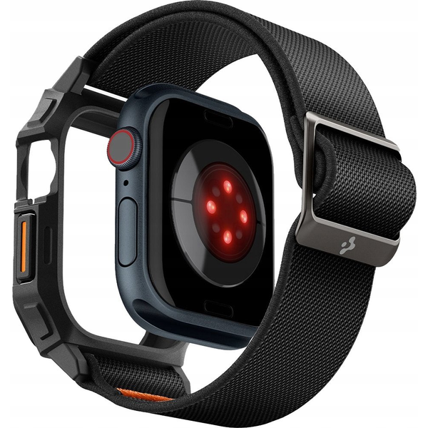 Apple Watch Series 10 42 mm SPIGEN LITE FIT PRO Pótszíj Egyedi Méret, Ütésállóság + Szilikon keret, Fekete