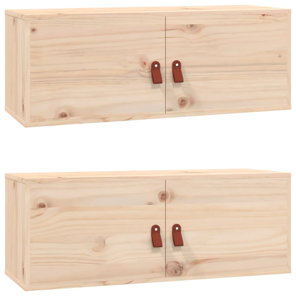 2 db tömör fenyőfa faliszekrény 80 x 30 x 30 cm (818376)