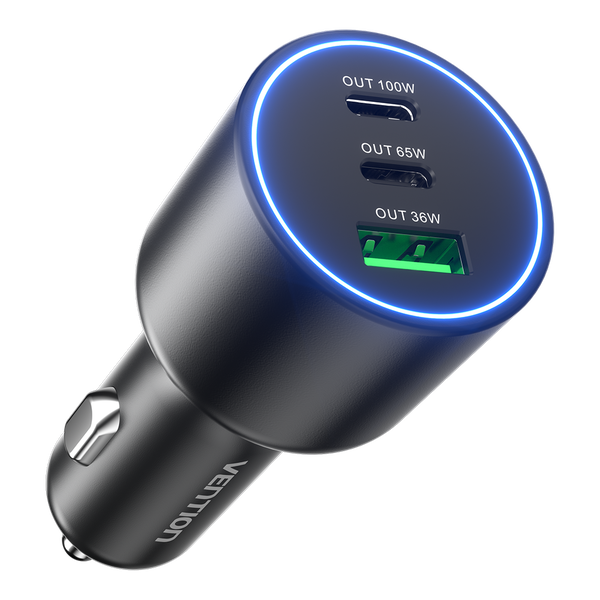 VENTION Autós töltő 1xUSB 2xUSB-C 100W+75W+36W fekete
