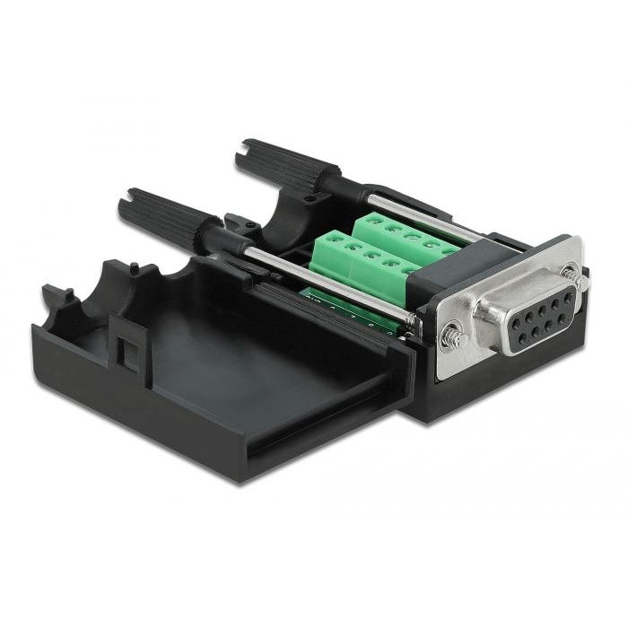 Delock Sub-D 9 tűs adapter anya - 10 tűs kapocstest házzal (66257) (DL66257)