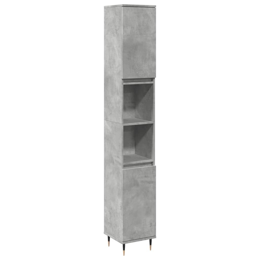 betonszürke szerelt fa fürdőszobaszekrény 30 x 30 x 190 cm (857195)