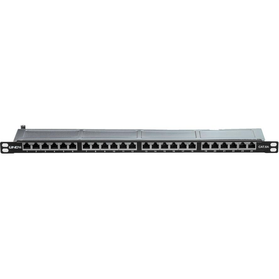 LINDY Cat6A Patchpanel 24p STP 10GE 1/2 HE Schwarz (25884)