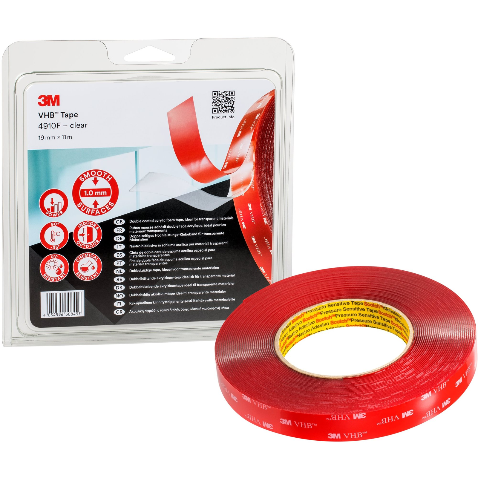 3M VHB 4910F kétoldalas ragasztószalag - átlátszó szerkezet, amely lehetővé teszi az átlátszó anyagok összekapcsolását (F8117/10)