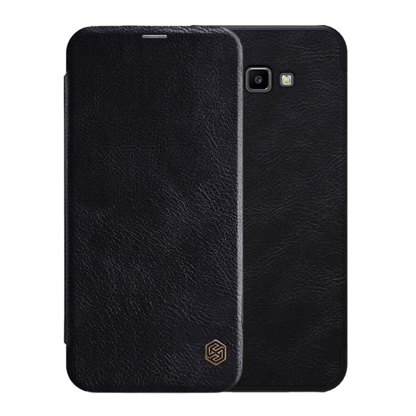 NILLKIN QIN tok álló, bőr hatású (FLIP, oldalra nyíló, bankkártya tartó) FEKETE [Samsung Galaxy J4 Plus (SM-J415F)] (5996457820870)