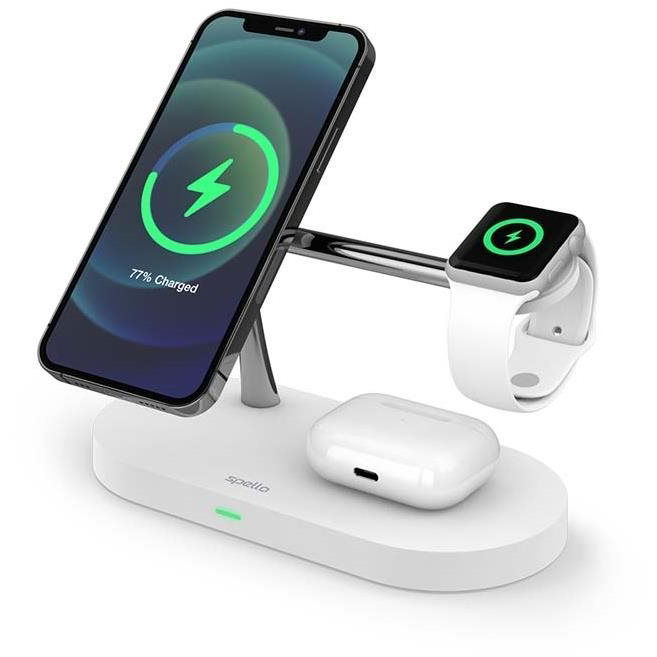 Spello by Epico 3in1 Vezeték nélküli töltő MagSafe támogatással - fehér (9915101100151)