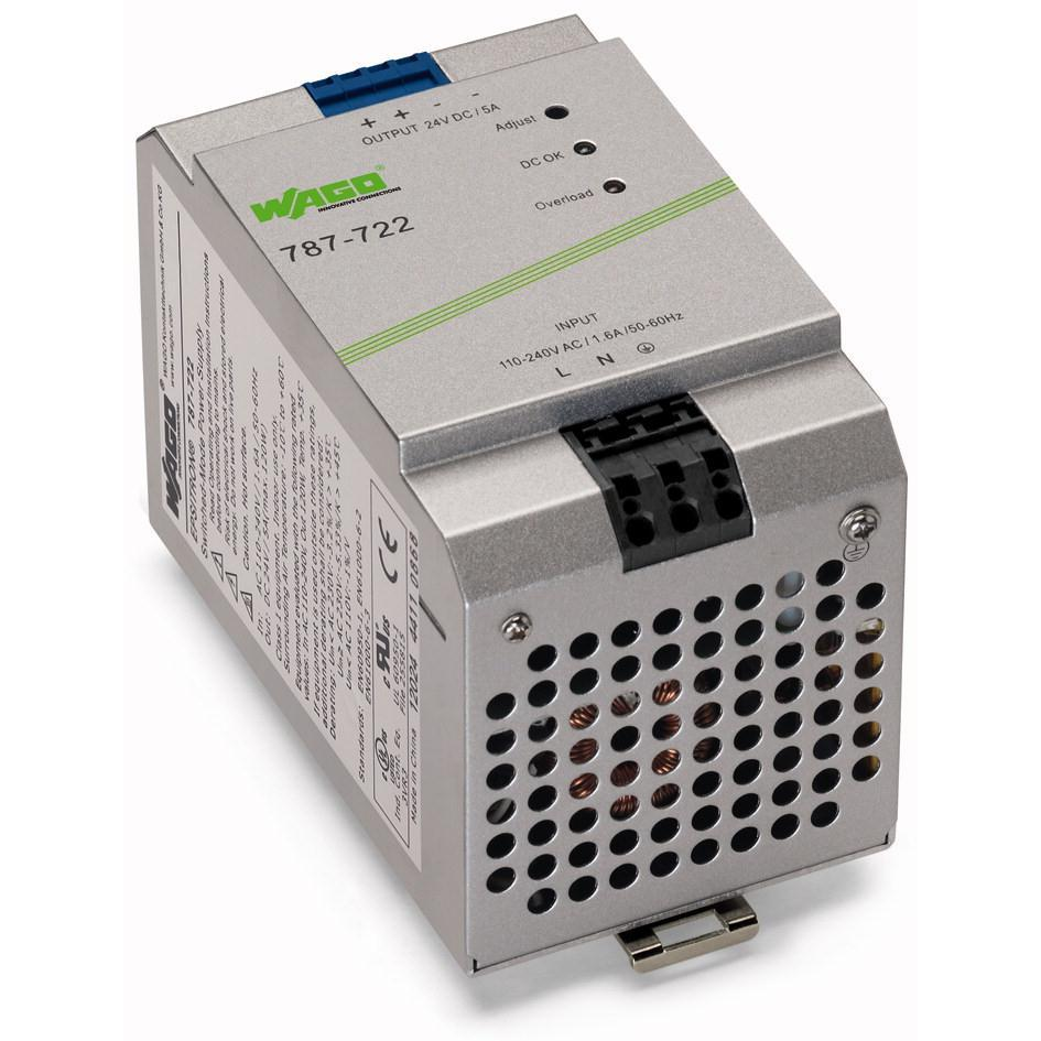 WAGO 787-722 Kalapsínes tápegység 24 V/DC 5 A 120 W Kimenetek száma:1 x Tartalom, tartalmi egységek rendelésenként 1 db (787-722)