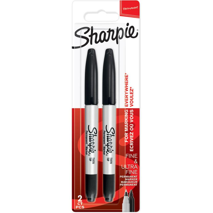 Sharpie Marker Twin Tip Schwarz 2er Blister (1986454) (1986454)