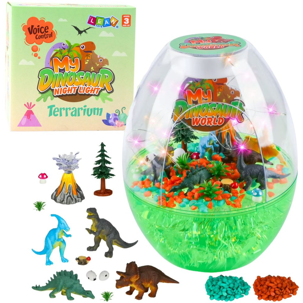 Lean Toys Diy Kreatív Dinoszaurusz Terrárium Készlet Hangvezérlésű Éjszakai Fénnyel (27398)