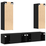 Set dulap TV 4 piese Montat pe perete Stejar negru Lemn ingineresc