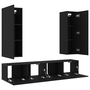 Set dulap TV 4 piese Montat pe perete Stejar negru Lemn ingineresc